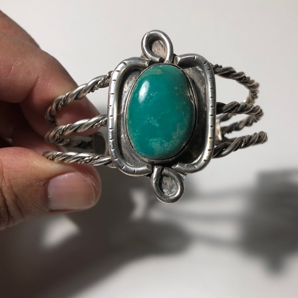 Native Sterling Silver Cuff Bangle - image 2